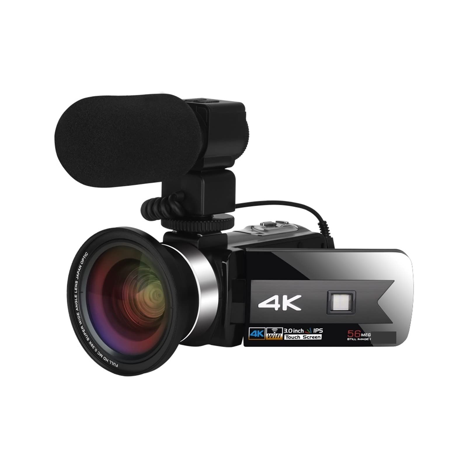 Videocamera for Streaming Live Videocamere digitali 4K for la Fotografia Videoregistratore Full Ultra HD Vlog Visione Notturna Webcam(No SD Card,Blauw)