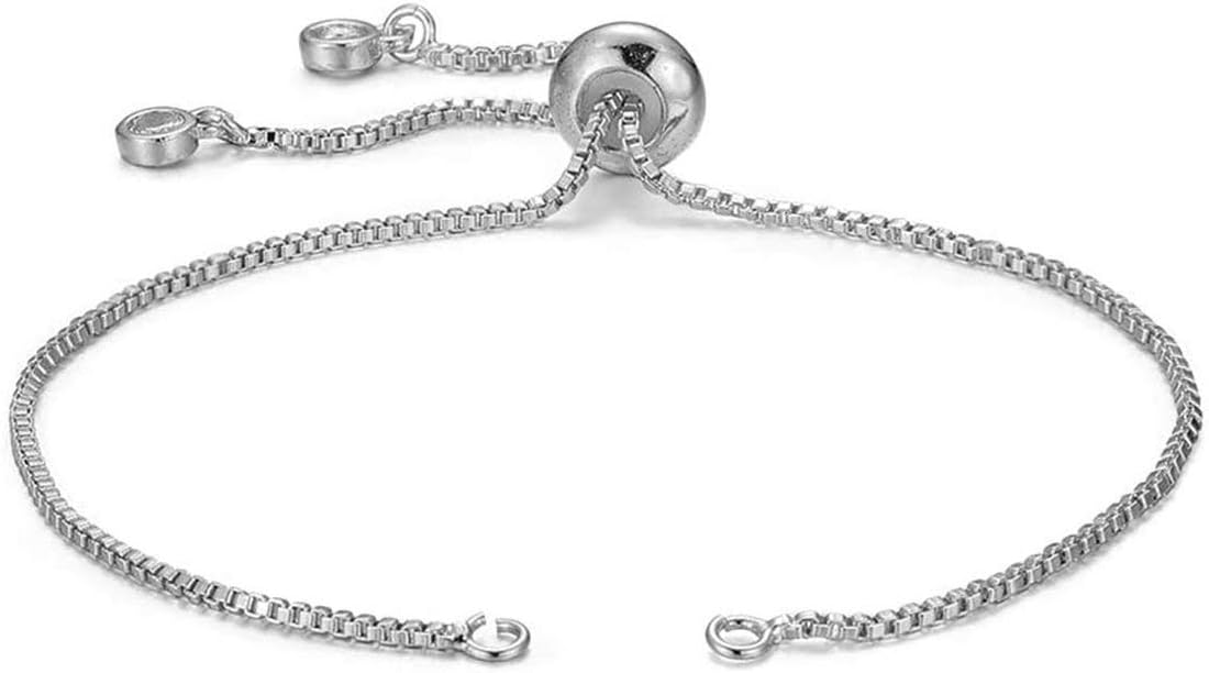 ZIVOM® Silver Slim Box Slider Adjustable Extender Chain Ball Ends Accessory For Diy 9" Bracelet For Women Girls