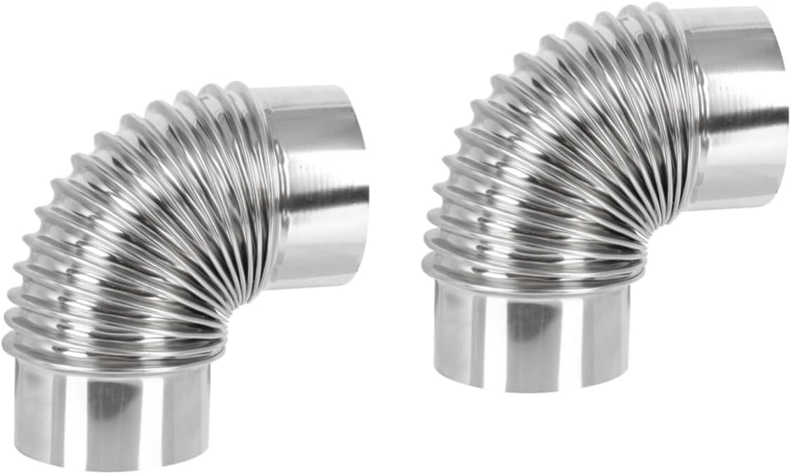 Conexión de Suministro de Agua de la Cocina, 4 Piezas de conducto ventilación Chimenea for Estufa, Codo 90 Grados, Manguera Flexible for leña, Tubo Escape(18X8CMx2pcs)