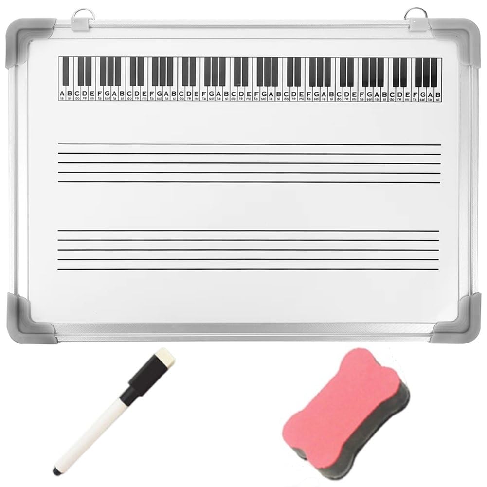Lavagna Bianca Per Pentagramma Musicale, Lavagna Per L'insegnamento Della Musica, Cancellabile Su Entrambi I Lati, Con Cornice Per Appendere Muro, Lavagna Con Simboli Scrivibili E Riutilizzabili E