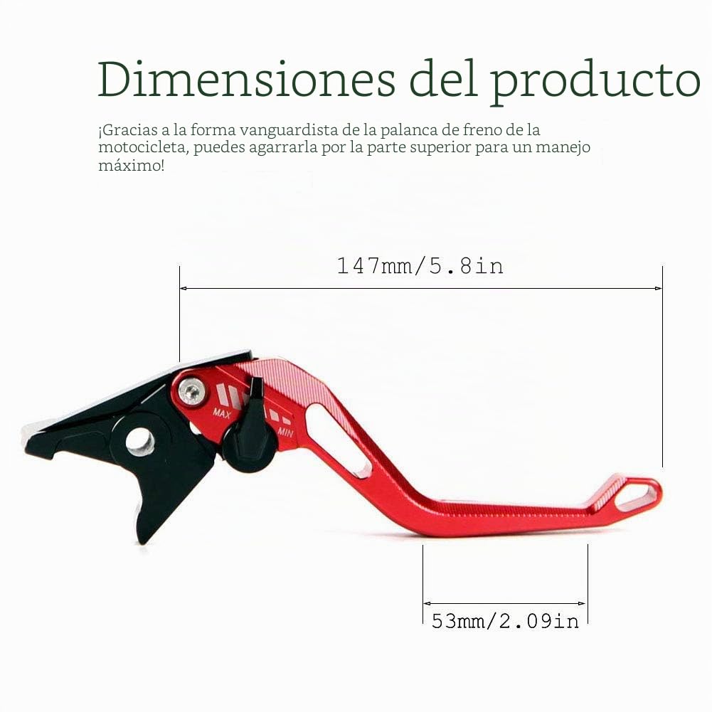Palancas de embrague de freno cortas ajustable Compatible con HONDA CBR500R CB500F CB500X 2014-2019 CB125 CB125F CB125R 2019 rojo