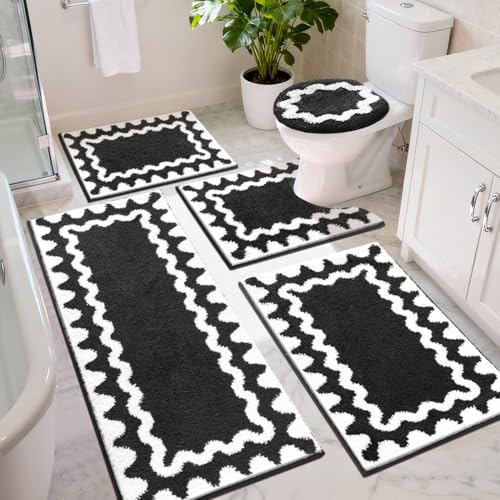 Findosom Bathroom Rugs Sets 5 Piece, Absorbent Soft...