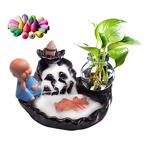 DAJIADS Rückfluss Räuchergefäß,Rückströmung Brunnen Wasserfall Keramik Räucherstäbchenhalter Rücklauf Räuchergefäß Figurine Räucherstäbchen Kegel Inhaber Home Decor Geschenk Dekoration Statue Or Cover