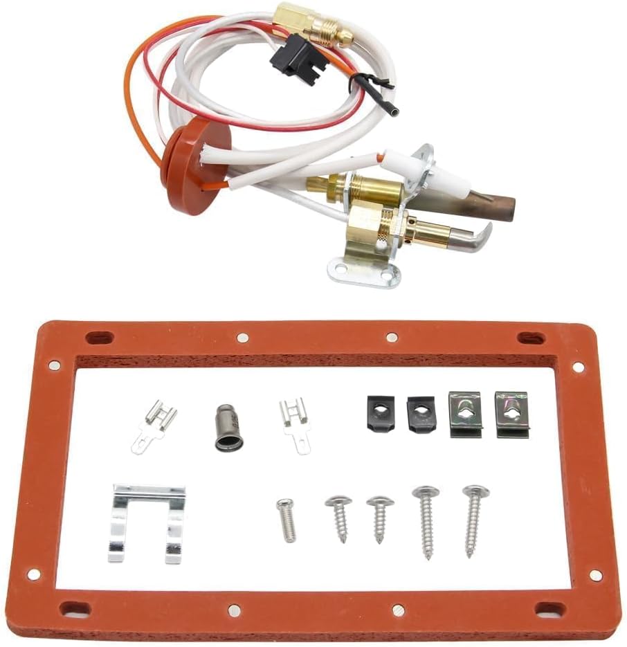 Pilot Burner Assembly Kit SP20824 for Rheem Ruud Richmond Water Heater with NG/LP Orifice Replace for SP20754 SP21058 SP21059 SP20800, Burner Ignition Replacement Kit with Thermopile & Sparker