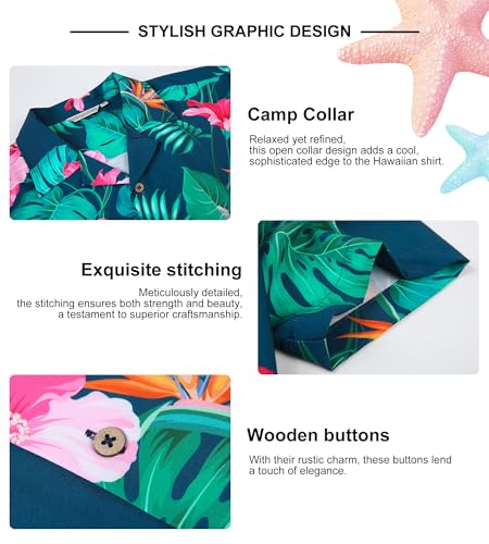 Damipow Boy's Hawaiian Shirt Short Sleeve Button Down Kids Beach Vacation Shirts Tropical Summer Tops4