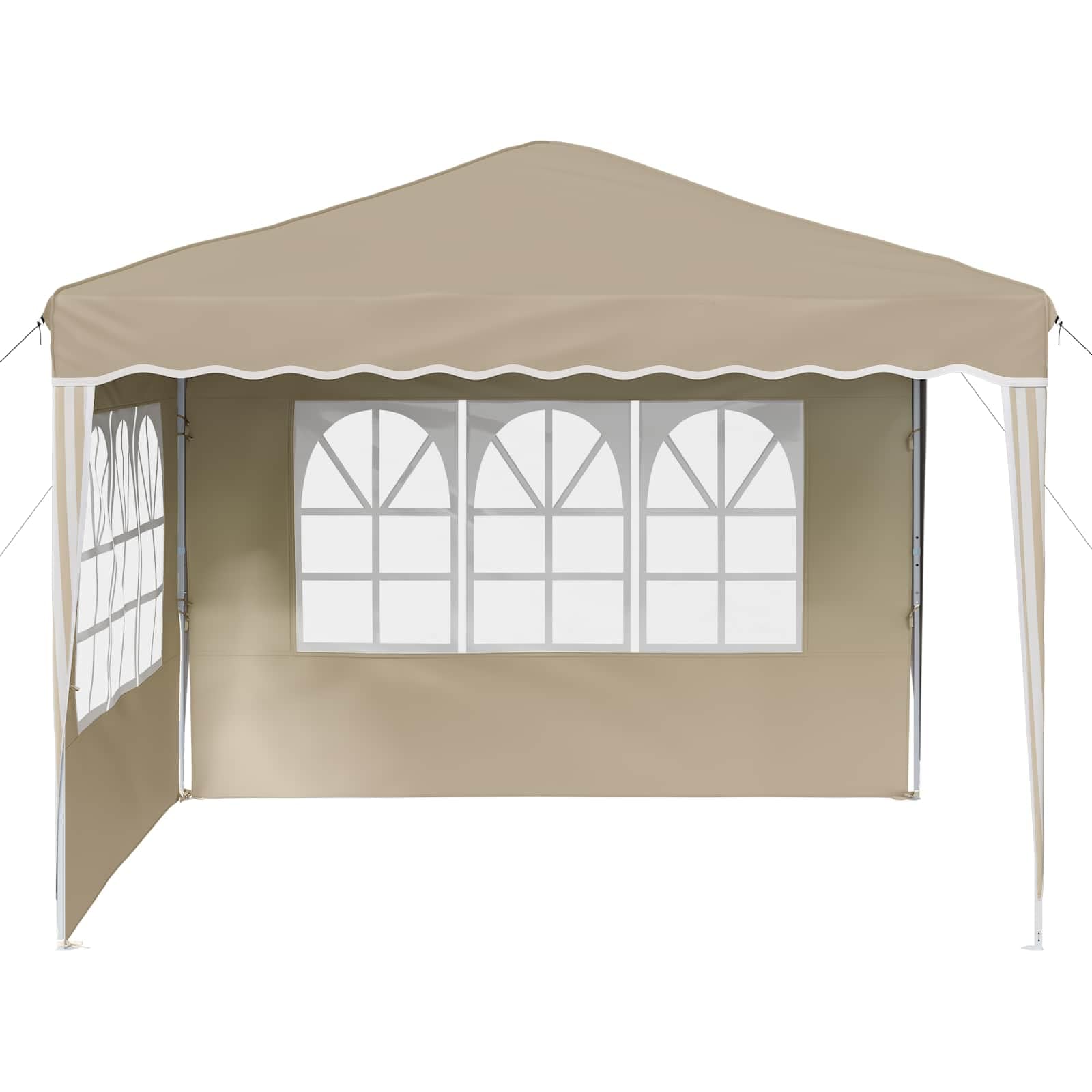 Namiot imprezowy Pop-up 288 x 288 x 245 cm, kremowy materiał Oxford, namiot ogrodowy, odporny na działanie warunków atmosferycznych, z ochroną przed promieniowaniem UV, częściami bocznymi