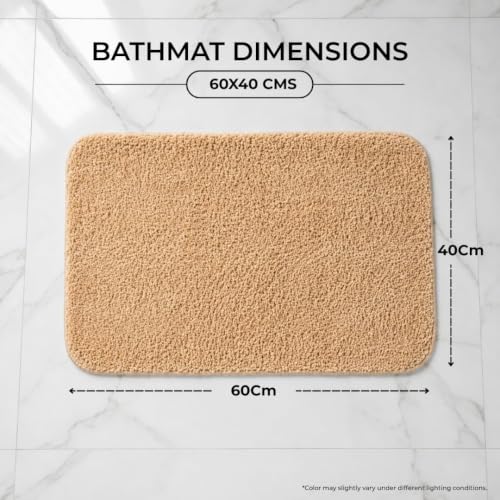 Image of Doormat for Home Entrance, Door Mat for Living Room, Bedroom & Office, Anti Slip Floor Mat,Easy Clean Decorative Mat for Indoor Outdoor Use Microfiber Bath Mat, 60x40 cm, Beige