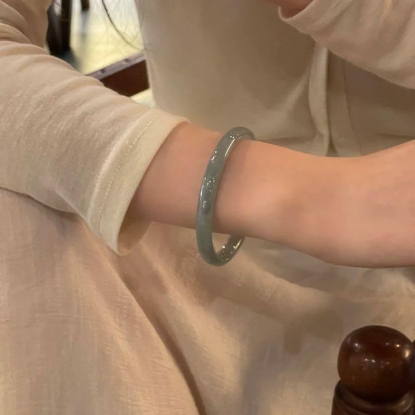 Amazon.com: 8mm Genuine Hetian Jade Bangle Bracelet, Natural Ice