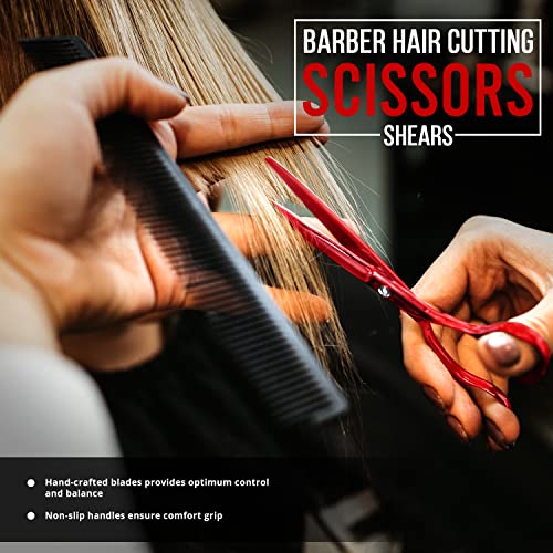 Image of Utopia Care Hair Cutting and Hairdressing Scissors 6.5 Inch, Premium Stainless Steel Shears with Smooth Razor and Sharp Edge Blades for Salons, Men, Women and Kids, Red
