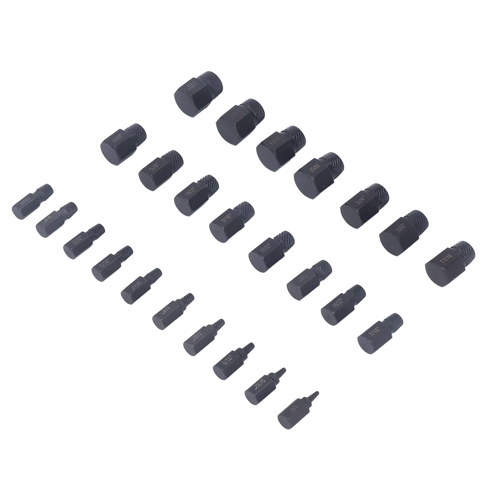 Generic Set di Estrattori per Viti da 25 Pezzi, Testa Esagonale in Acciaio Cr Mo, Design a Spirale Sinistra per la Rimozione di Perni Danneggiati Rotti, Marcature Incise Facile Identificazione