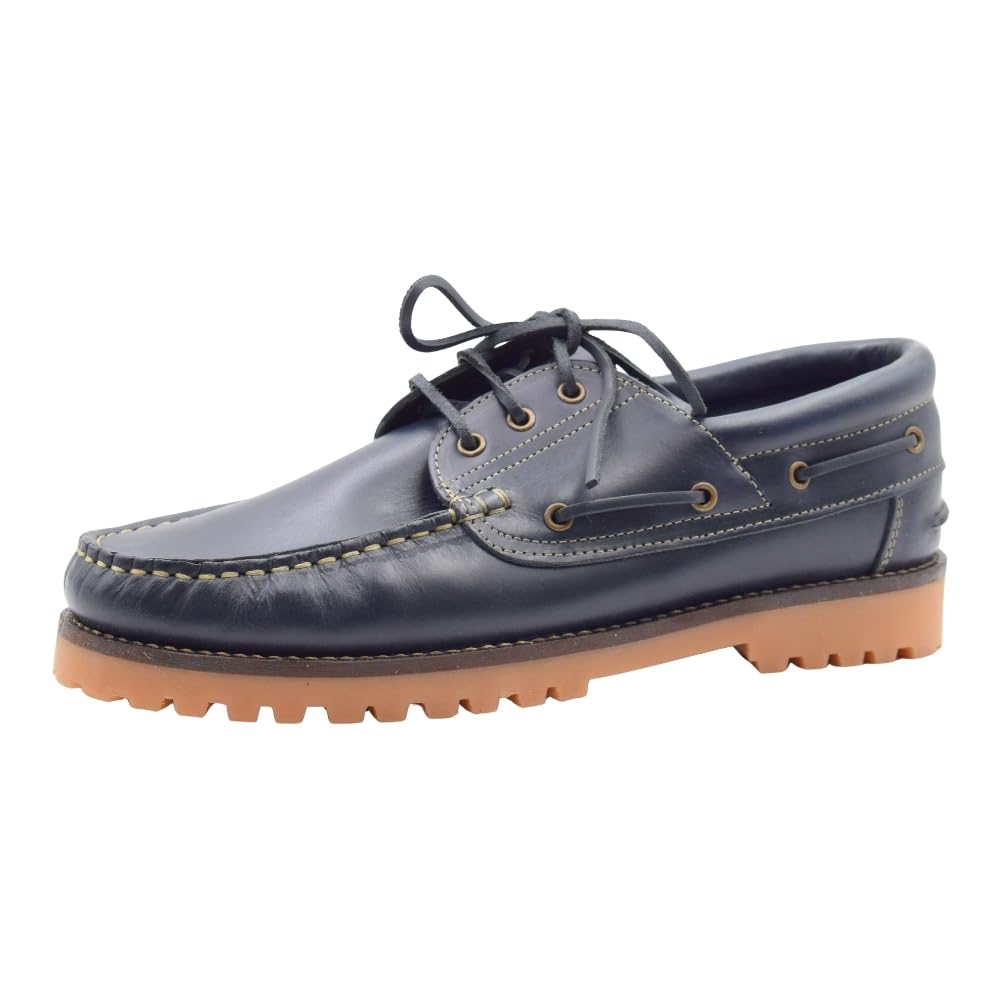 Pasarela - Zapatos náuticos Pasarela de Piel con Cordones para Hombre en Color Azul Piel