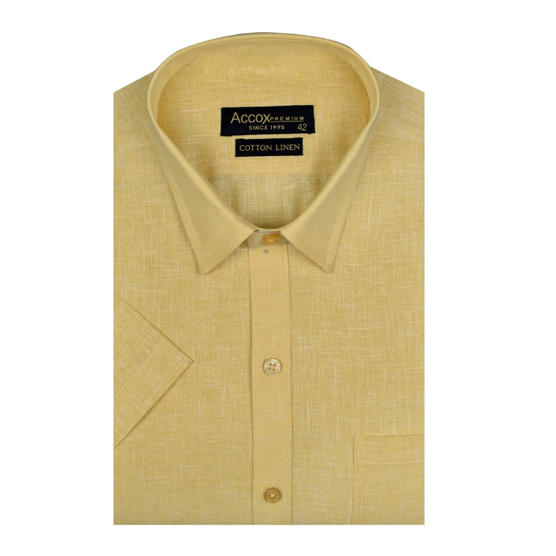 ACCOXMen's Half Sleeves Solid Plain Regular Fit Cotton Linen Formal Shirts(GCR140)