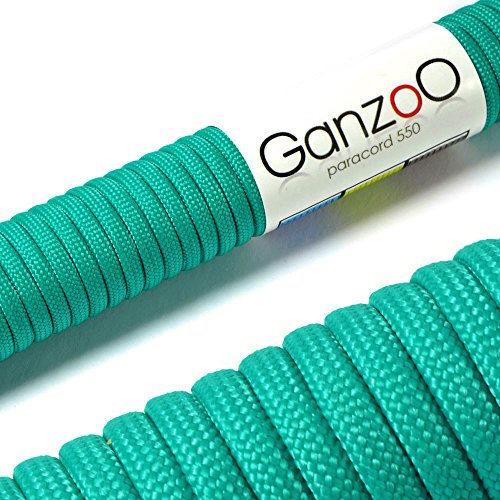 Ganzoo Paracord 550 Seil Türkis 4mm Schnur Typ 3, Nylon & Polyester, ideal für Basteln von Hundeleine Halsband Armband/Camping Survival und Outdoor 3 Meter Allzweckseil 7 Innenstränge