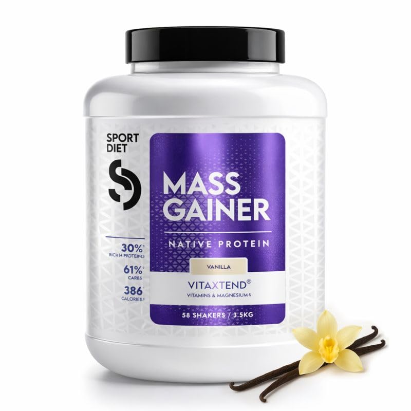 MASS GAINER VITAXTEND – Gainer Riche en Protéines & Glucides – Soutien à la Croissance Musculaire & Énergie – Vitamines B6, C, D3, E – Réduction de la Fatigue & Récupération – 3500g – SportDiet