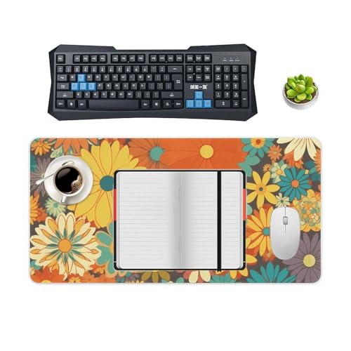 Grand tapis de souris floral pour un bureau à la maison élégant et ordonné
