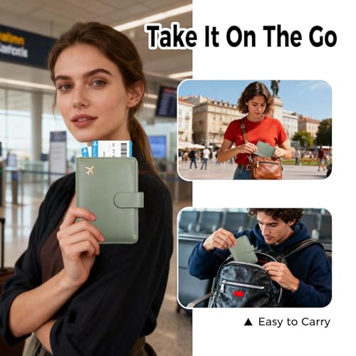 Image of Melsbrinna Premium Leather Passport Holder Covers Case, Waterproof Rfid Blocking Travel Wallet Passport Holder with Pen Holder, Cute Passport Book for Women /Men