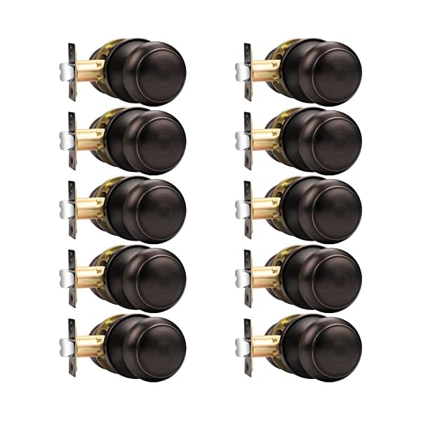 Probrico Door Knob, Interior Passage Door Knobs Handles for Hall and Closet, Oil Rubbed Bronze, 10 Pack