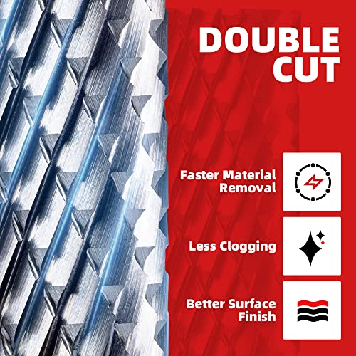 EZARC SA-5 Tungsten Carbide Burr with 1/4Shank - Double Cut Rotary File Cylinder Shape Cutting Burrs Die Grinder Bit for Steel Metal Working, Polishing and Engraving - Image 3
