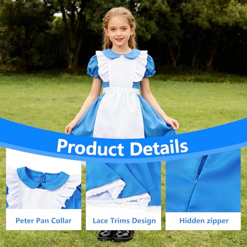 Disfraz infantil de princesa para niñas, vestido azul miniatura 3