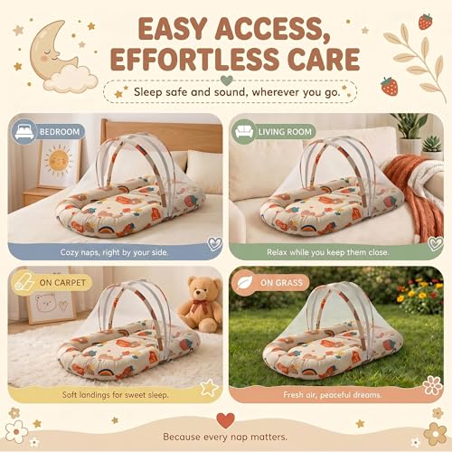 Image of StarAndDaisy 3 in 1 Baby Mosquito net /Nest for Sleeping - Mosquito net for Newborn Baby /Toddler -Soft & Comfortable Bed, Washable Design for 0-12 Months Baby.