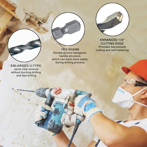 Greywolf Betonbohrer-Set, Steinbohrer-Set, schlagfeste Sechskantschaftbohrer, industrielle Hartmetallbohrer für Glas/Ziegel/Kunststoff/Zement/Fliesen (3/4/5/6/8 mm), 5-teilig