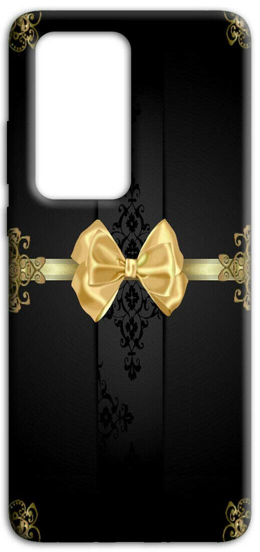 Mixroom - Cover Custodia Back case In TPU Silicone Morbido Per HUAWEI P40 Fantasia Fiocco Oro Con Ricami M665