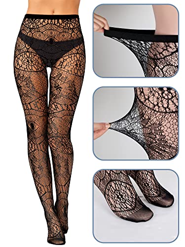 Image of Bencailor Women Fishnet Stocking Tight Legging Stripes Floral Cobweb Tight Stockings Small Hole High Pantyhose Lace