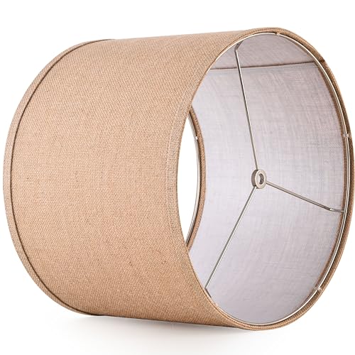 Papaya Burlap Lamp Shades Set Of 2 Large Durm Lamp Shade 16 Inch Top X 16 Inch Bottom X 12 Inch High  thumb #3