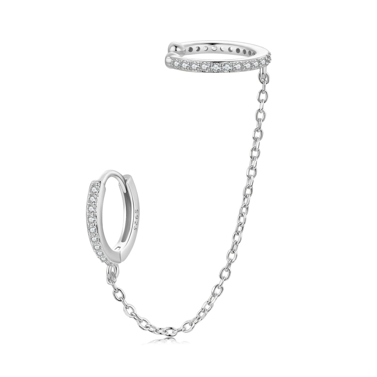 Orecchini a Doppio Cerchio in Argento Sterling 925 per Donne Ragazze Adolescenti Orecchini a Cerchio minimalisti Orecchini Doppio Piercing a Due Fori