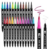 Thboxes 24 Farben Dual Brush Pen Set, Filzstifte Dicke und Dünne Pinselstifte Wasserbasierte Marker Filzstifte Kinder Erwachsen Malen Zeichnen Skizzieren Journaling Kalligrafie DIY