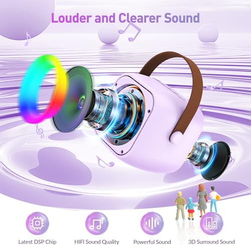 Image of Karaoke Machine for Kids Adults, Karaoke Toys Gifts for Girls Boys, Portable Bluetooth Speaker with Wireless Microphone, Birthday Gifts for Girls Boys Ages 4, 5, 6, 7, 8, 9, 10, 12+ Years Old