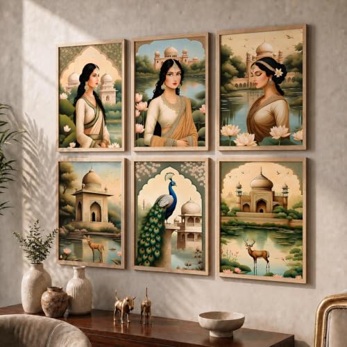 Image of kotart Premium Traditional Madhubani Art Paintings with Frame for Home Decor - Painting Wall Decoration - Pack of 6 (14X20 Inch, items)