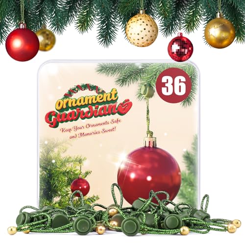 Christmas Ornament Guardian, Adjustable Ornament Hooks for Hanging Small Large Heavy Ornaments, Ornaments Hanger Hooks for Christmas Tree Hanging Holiday Ornaments (36)