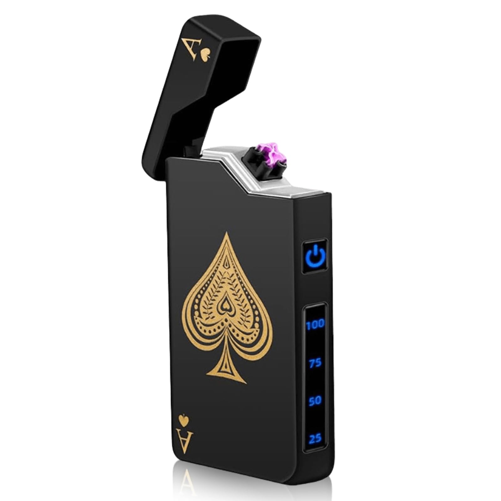 Briquet Électronique USB à Arc Double - Rechargeable, Coupe-Vent, Indicateur Batterie LED Argenté