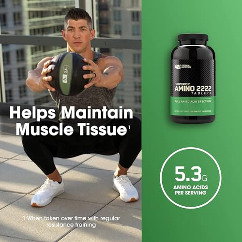 Image of Optimum Nutrition Superior Amino 2222 Tablets, Complete EAAs, 320 Ct