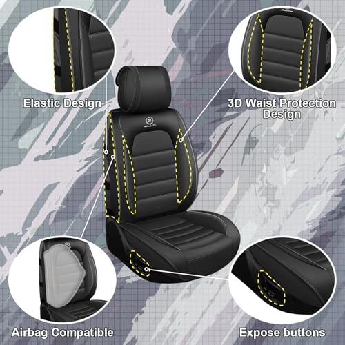 Image of Full Set Seat Covers for Ford F-150 F250 F350 XL XLT STX Lariat King Ranch Platinum Raptor Seat Covers 2007-2026, Full Set Waterproof Seat Protectors(Standard 5 Seats /Black)