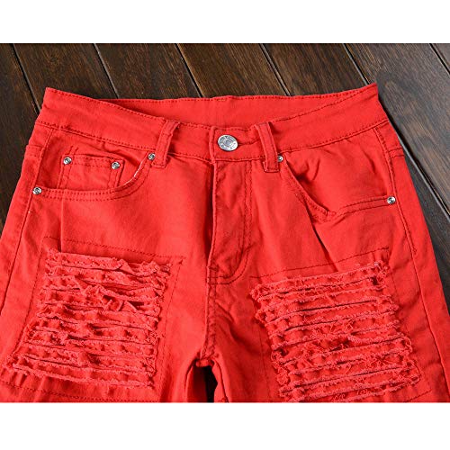 Rexcyril Men's Moto Biker Jeans Distressed Ripped Skinny Slim Fit Denim Pants with Zippers4