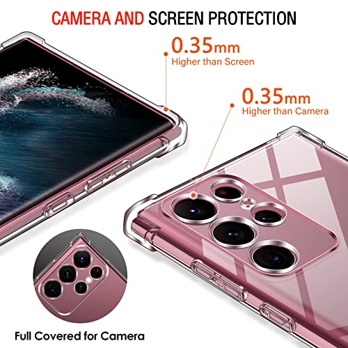 Image of Lustree Back Cover Transparent Case Compatible with Samsung Galaxy S22 Ultra | Clear + TPU Case with 4 Corner Air Cushion Protection & Camera Protection | Slim& Stylus Cover