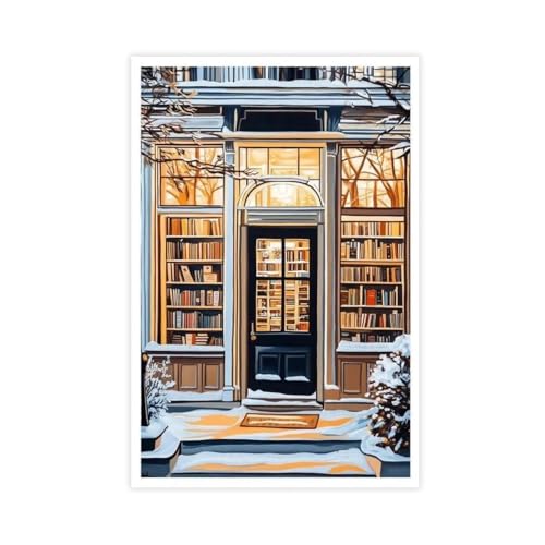 Impression sur toile de librairie vintage 60x90cm toile premium pour salon élégant