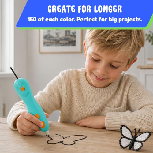 Image of Toy Tree | 3Doodler Start+ Pen Refills | 300 Pack | Black & White | 2.5mm x 6 inch PCL Filament | 150 of each | Low temperature & safe for kids | Only compatible with the 3Doodler Start