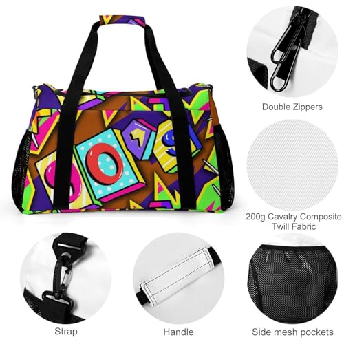 80s Sport Gym Bag Travel Duffle Bags Weekender Overnight Bags Carry On Crossbody Handbag For Beach Workout Yoga3