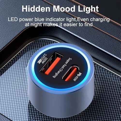 Image of 165W Super Fast Car Charger with 60W 3-in-1 Cable, PD 45W USB C & 120W SuperVOOC Dual Port Car Charging Adapter Compatible with iPhone, Samsung Galaxy, OnePlus, Oppo, Vivo and Android Devices