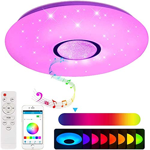 Preisvergleich Produktbild Led Deckenleuchte Mit Bluetooth Lautsprecher,60W Dimmbar Deckenlampe Farbwechsel Mit Fernbedienung Und APP-Steuerung, Für Schlafzimmer Küche Kinderzimmer Wohnzimmer