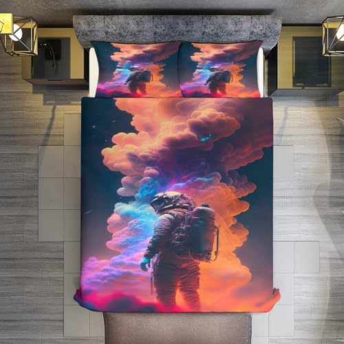 Parure de lit astronaute en microfibre抗皱易打理带拉链220x240cm套件 - 3