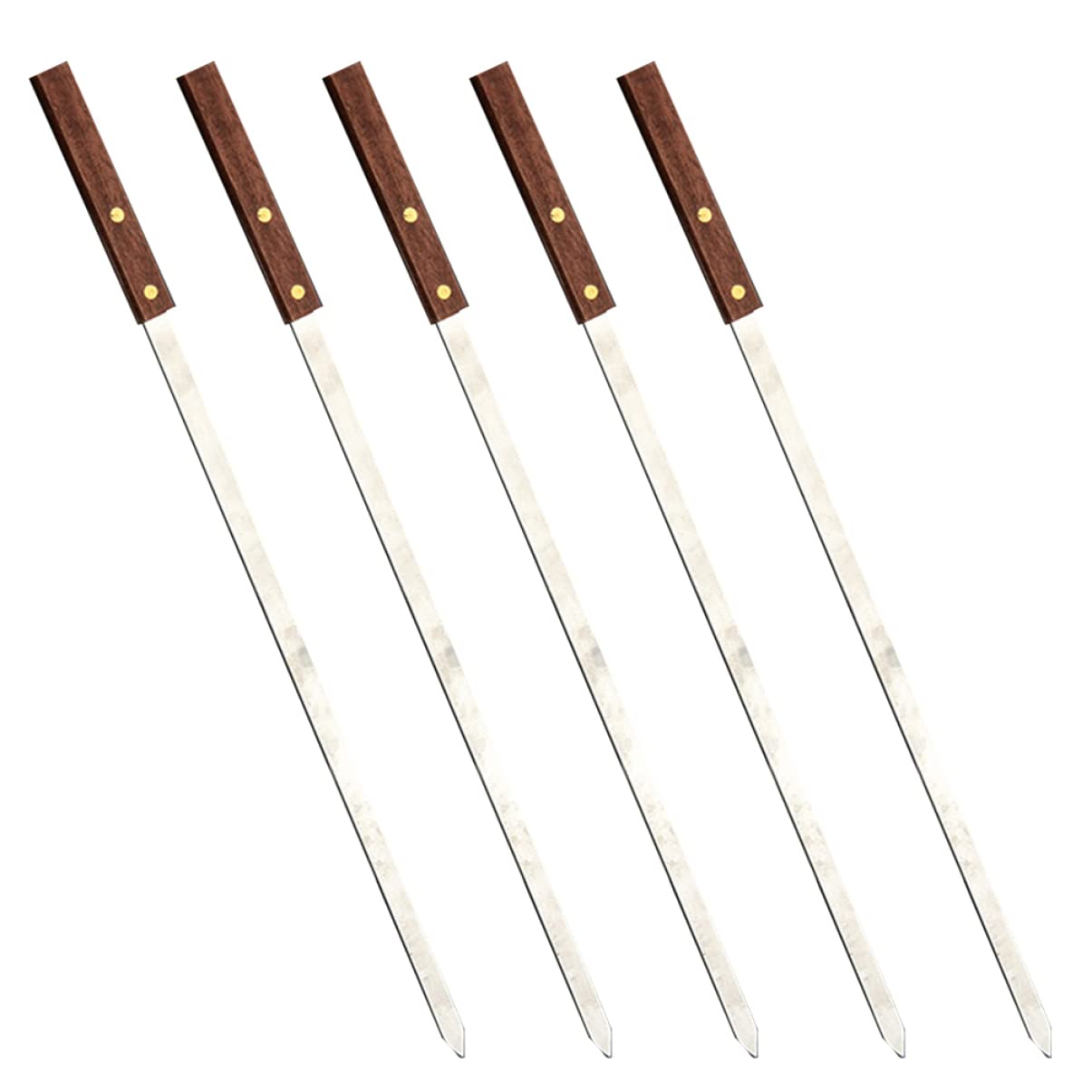 Kisangel 5 Pezzi Spiedini Bbq Inossidabile con Legno da Resistente e Riutilizzabile Design per Sicura per Grigliate e