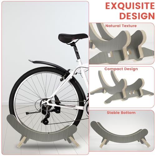 2Pcs Wooden Bike Stand, Wooden Bike Stand Floor, Craft Wooden Bike Stand Wooden Bicycle Storage Rack Space Saving Bicycle Display Stand Indoor Bike Stand Floor Bicycle Rack for Apartment Office Garage