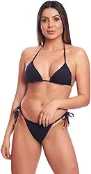 Biquini Cortininha de Amarra Mulher Praia Marquinha Canelado