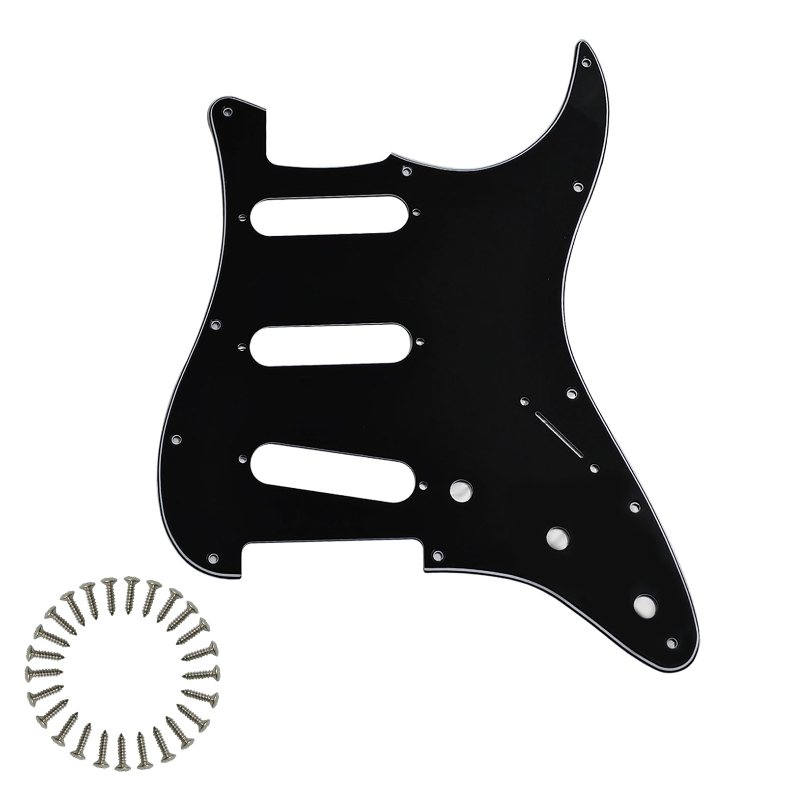 SSS 11-Hole Strat Pickguard for Fender Stratocaster, Black 3Ply
