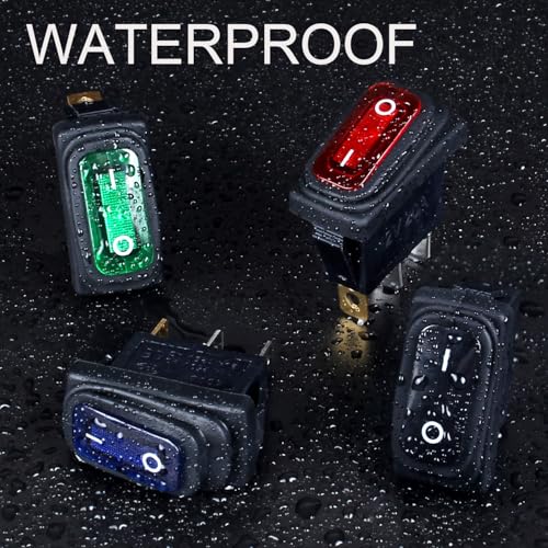 Interrupteur à bascule 12V 20A avec indicateurs LED Rouge Bleu Vert étanches