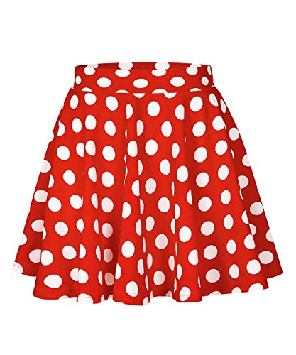 RITERA Women's Plus Size Skirts Red and White Polka Dot Mini Skirt Plus Size High Waisted Casual Outfit Ladies Oversized Flared Plain Skater Skirt Stretchy Elastic Waist Flared Skrits 4X 26W